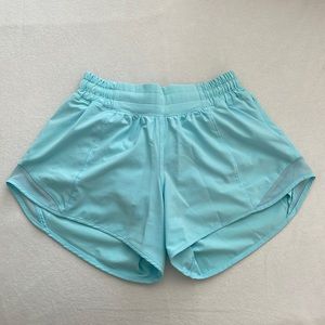 Light Blue Hotty Hot Lululemon Shorts 4 Inch Low Rise